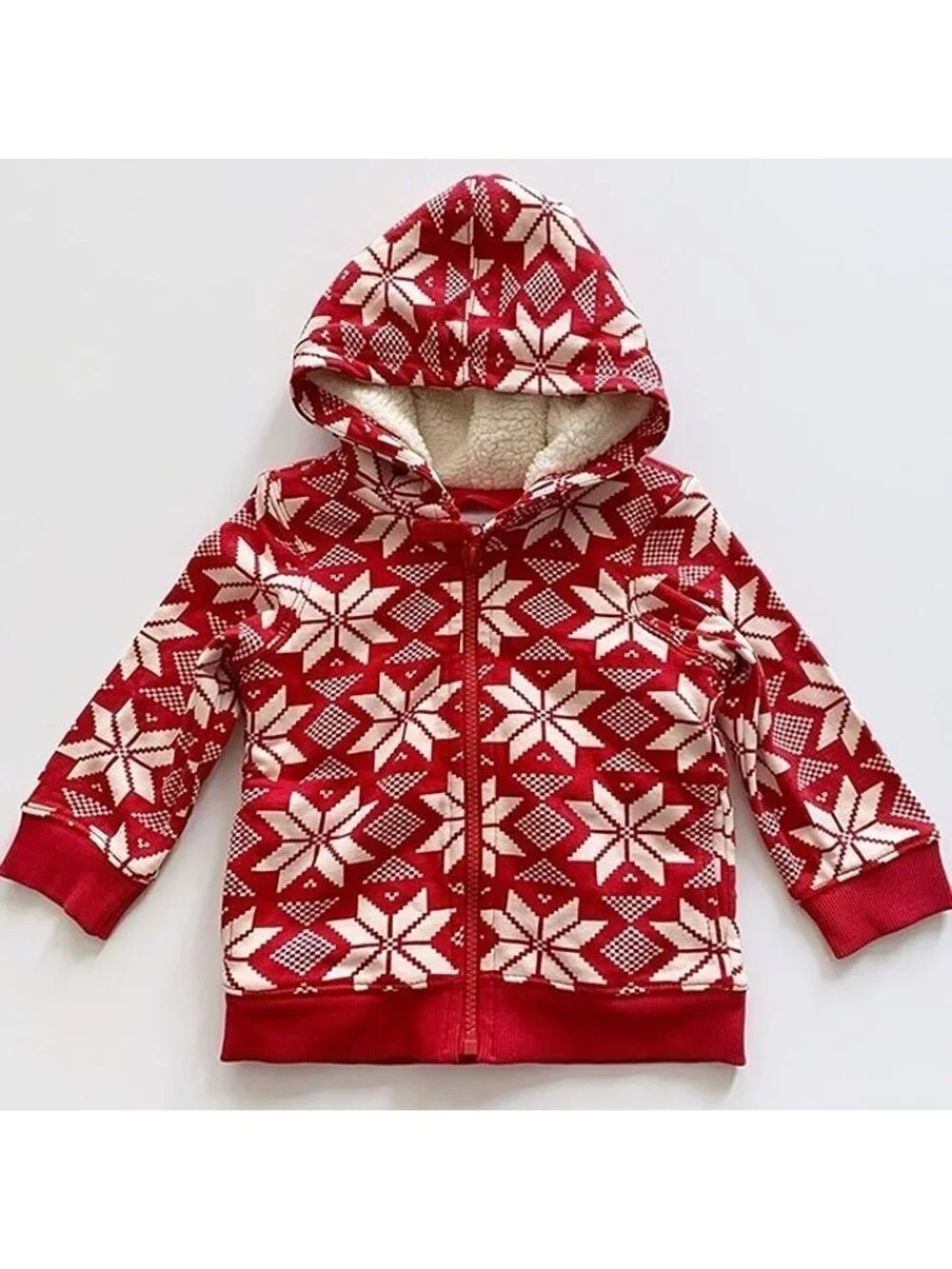 Hanna Andersson Kids Snowflake Sherpa Lined Hooded Jacket 2T 85 cm